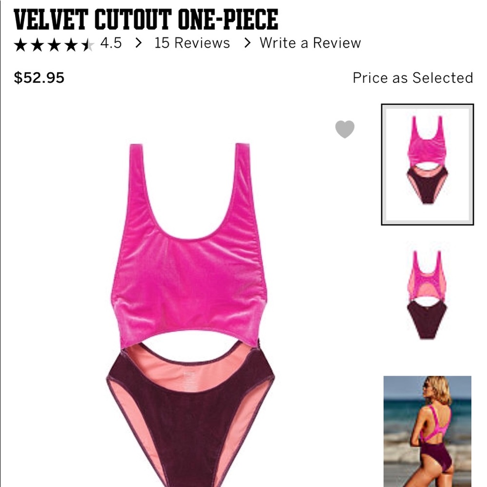 PINK cut out velvet one piece swim suit